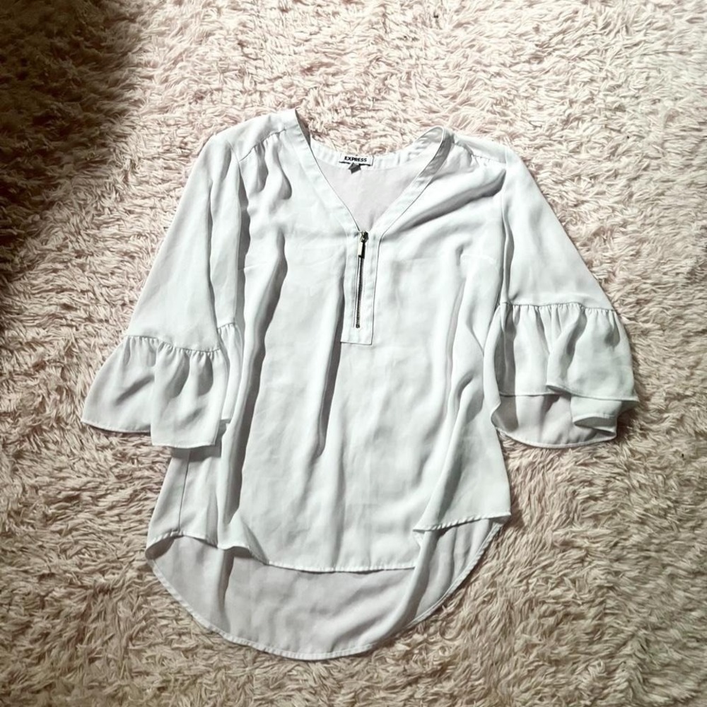 Whimsical Ethereal Angel Core Sheer Ruffle Sleeve Top Womens M Minimalist Fairy